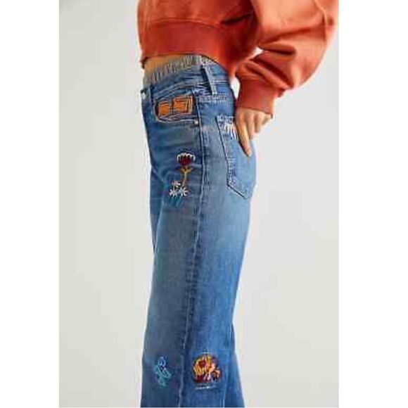 NWOT MOTHER The Rambler Sneak High Waist Straight Jeans in Running with Scissors - Picture 4 of 7